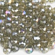 Бусина, стекло абакус 4, граненая, цвет болотный радужный, 4x3 мм (уп 50+/-10 шт)