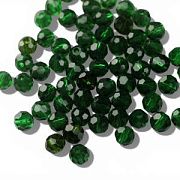 Бусина, стекло 4, граненая, цвет зеленый, 4 мм  (уп.30+/-5 шт)