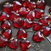 Подвеска стекло "Сердце", цвет красный, 22x20.5x7 мм