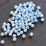 Бусина, непрозрачная, граненая, стекло, цвет голубой перламутровый, 4 мм (уп 50+/-5 шт)