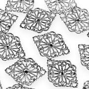 Коннектор "Филигрань витраж", цвет платина, 21.5x15 мм