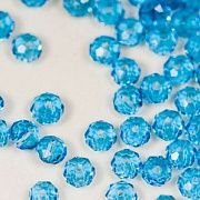 Бусина, стекло абакус 3,5, граненая, цвет голубой, 3.5х2.5 мм (уп 50+/-10 шт)