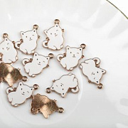 Подвеска металл "Мур-мур", эмаль, цвет белый, 22x16x1 мм