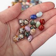 Бусина, керамика "Антик", боб, цветовой микс, 9-10x7-8 мм 