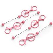 Карабин-лобстер для брелоков, с кольцом и пином, цвет розовый, 155-158 мм