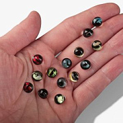 Кабошоны стеклянные "Глазки" в органайзере, 8х4 мм (уп 30 шт)