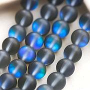 Бусина, стекло "Лунный камень", цвет синий графит, 8 мм