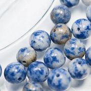 Бусина имитация нефрита 8, цвет белый с голубым, колорир., 8 мм