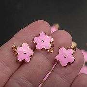 Подвеска металл "Незабудка", позолота/розовый, 14.5x12x1.3 мм