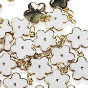 Подвеска металл "Незабудка", позолота/белый, 14.5x12x1.3 мм