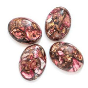 Кабошон им. варисцита, овальный, цвет медный/малиновый, 25x18x7 мм