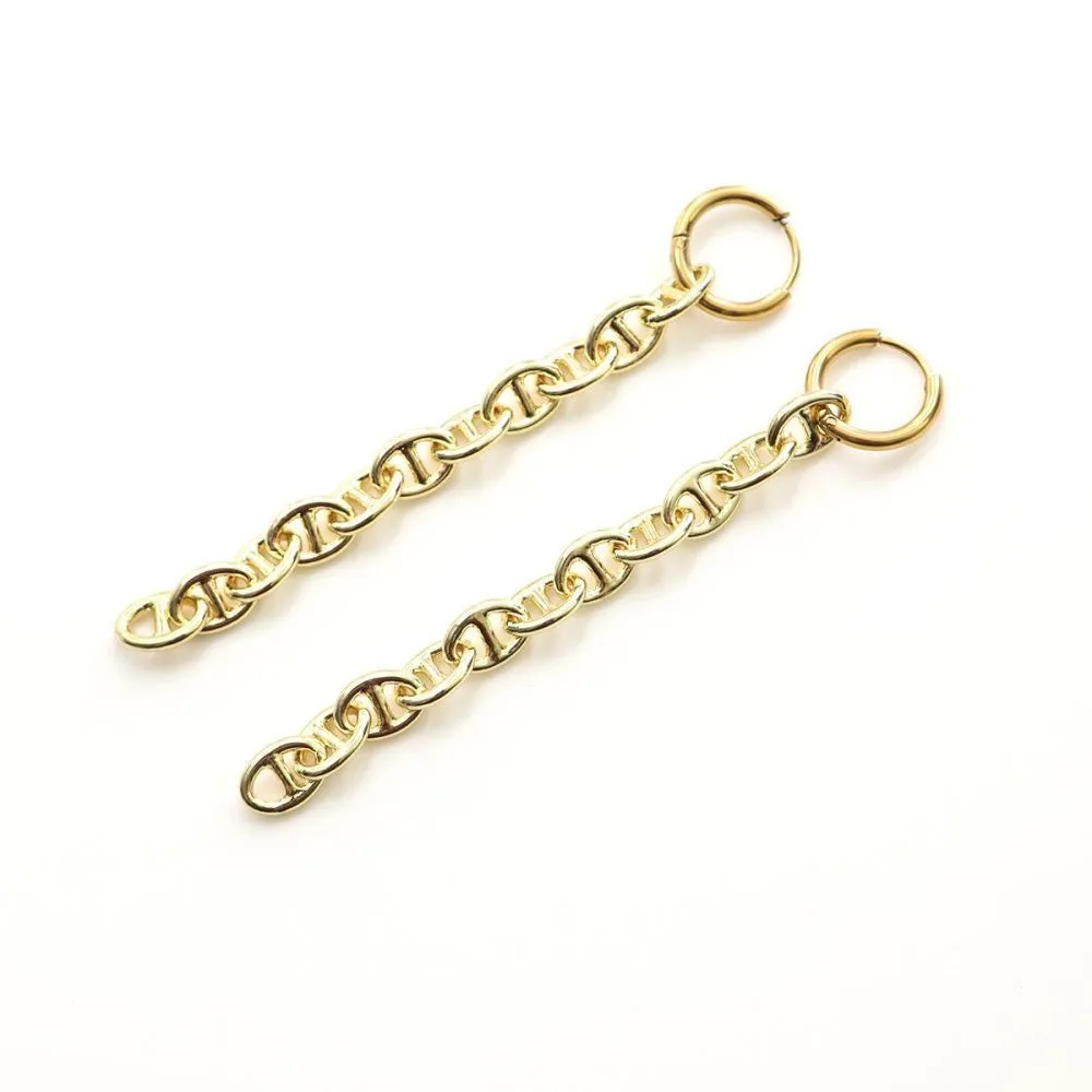 швензы "якорная цепь", сталь гипоаллергенная, цвет золото, 83 мм 