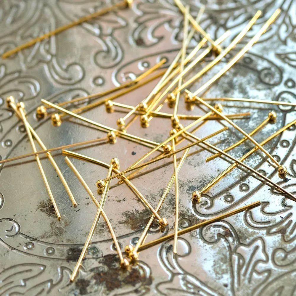 пины с шариком, позолота, 30x0.8 мм