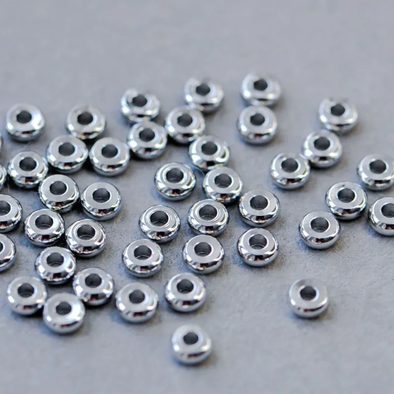 разделительная бусина "абакус", цвет платина,  4x1.5 мм