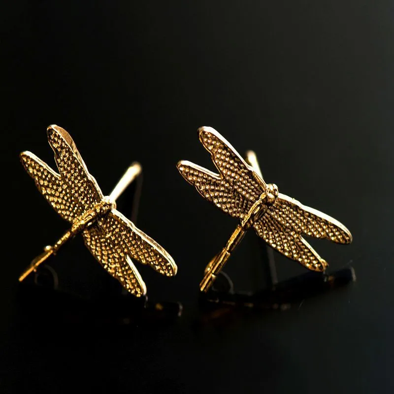 пуссеты "стрекоза", позолоченные, 16x11x1 мм