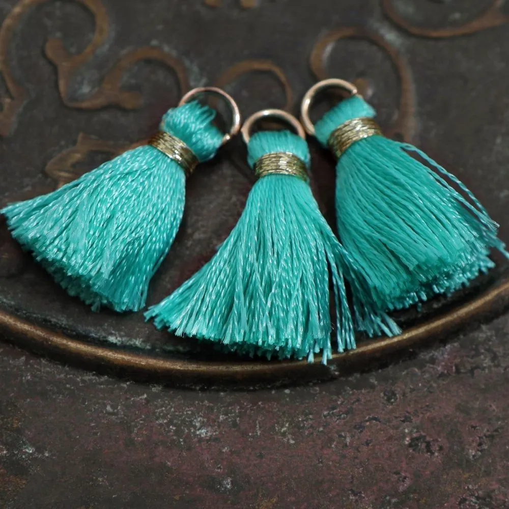 кисточка, нейлон/латунь, цвет тиффани, 23-27x5 мм