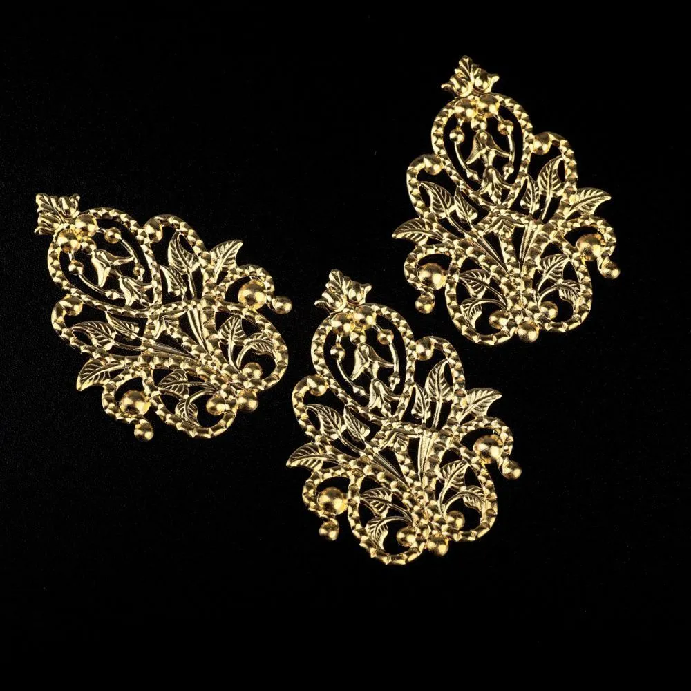 коннектор "филигрань прециоза", цвет лимонное золото, 49x35x1мм 