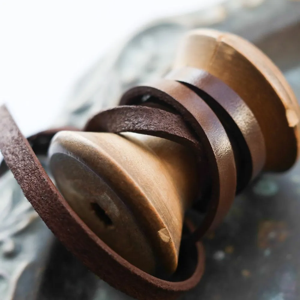 шнур кожаный, плоский, цвет коричневый, 6х2.5 мм