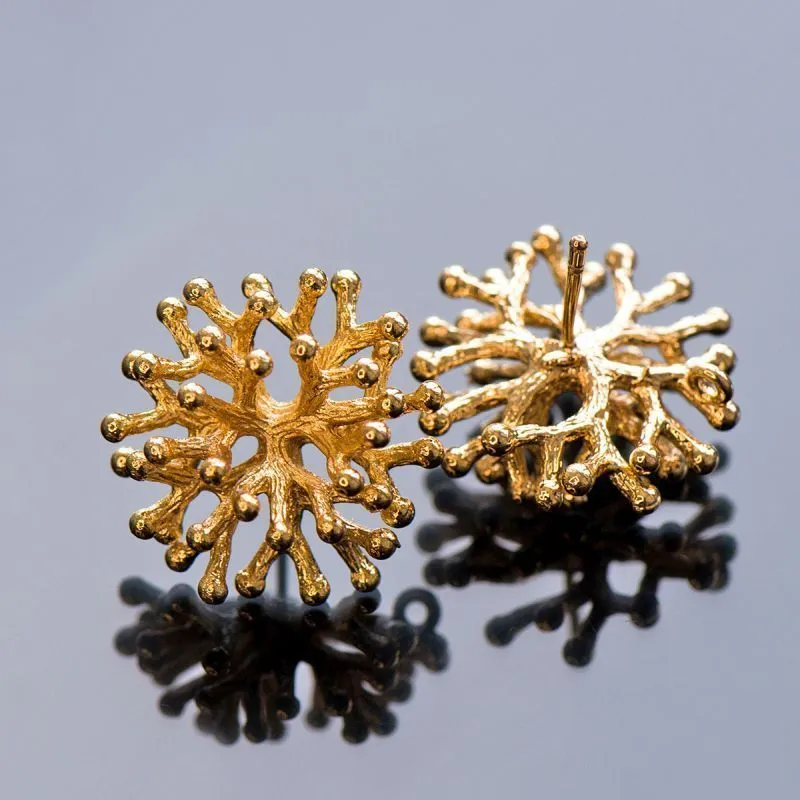 пуссеты "коралл", позолоченные, 20x20 мм