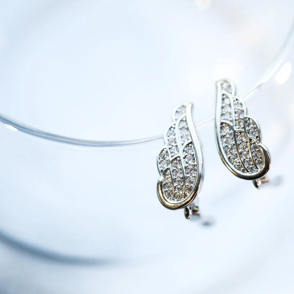 швензы "крыло ангела", с цирконием, покрытие платиной, 18x7x11 мм 