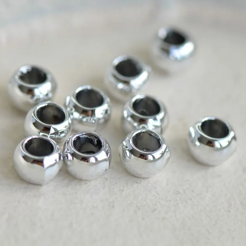 ес бусина металл "барабан", цвет платина, 6.5x5 мм