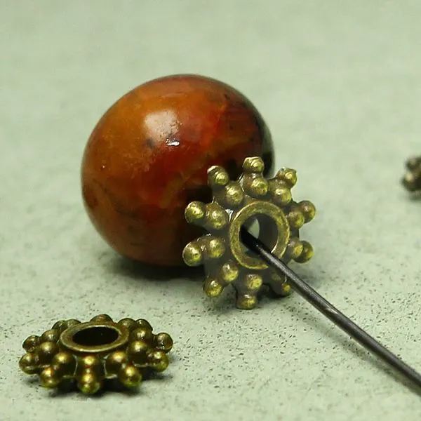 разделитель для бусин "солнышко", цвет античное золото, 8х2 мм