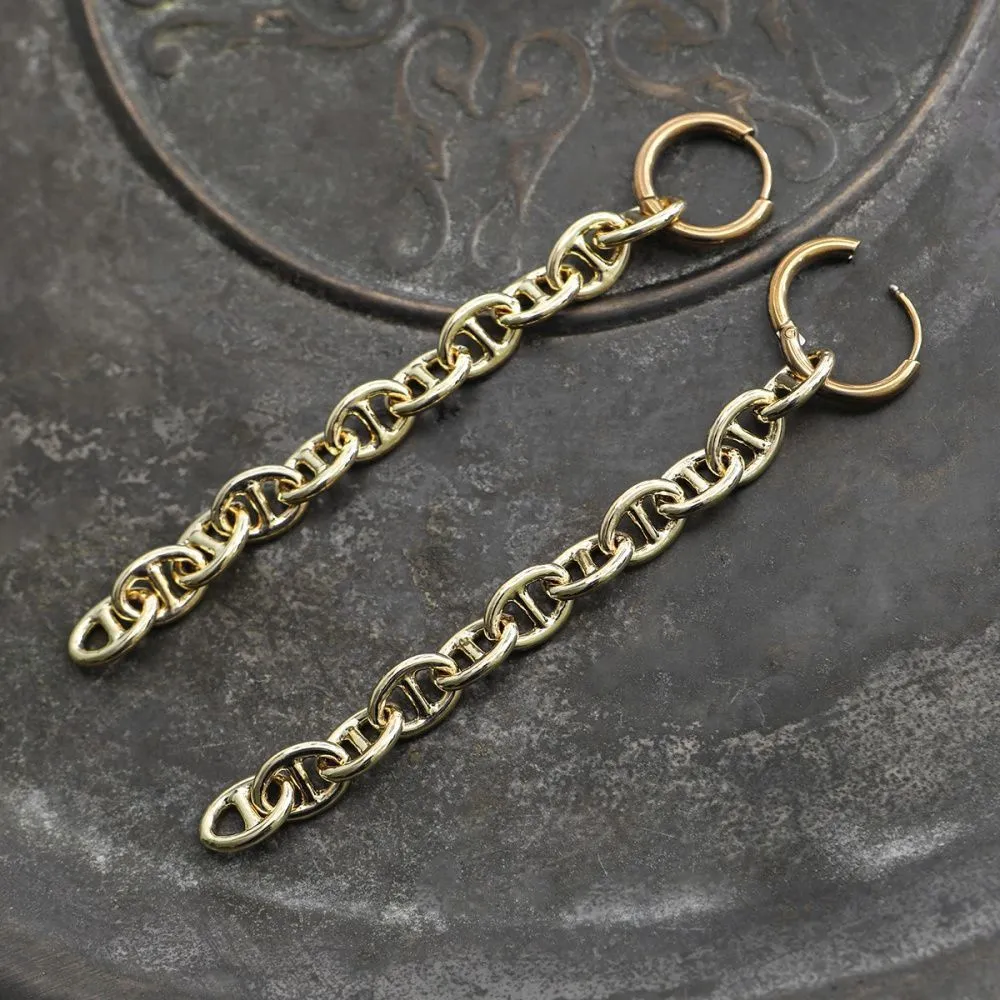 швензы "якорная цепь", сталь гипоаллергенная, цвет золото, 83 мм 