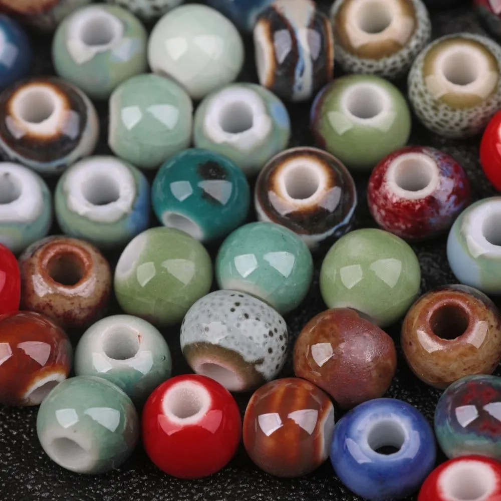 бусина, керамика "антик", цветовой микс, 6-7x5-6 мм