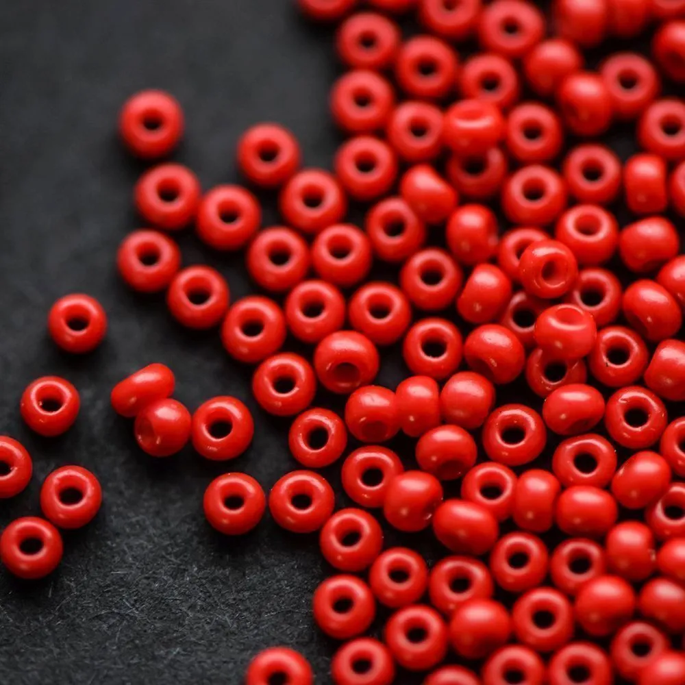 бисер "радуга", цвет красный (окрашен), 12/0 (уп 20 г)