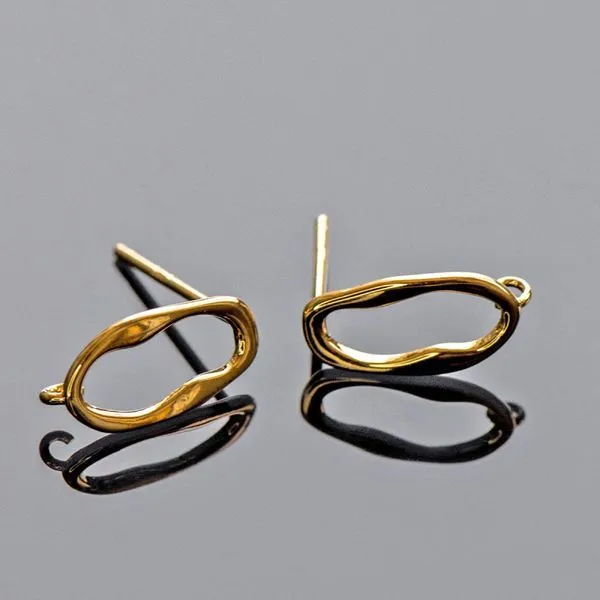 пуссеты "овал", позолоченные, 12x6 мм