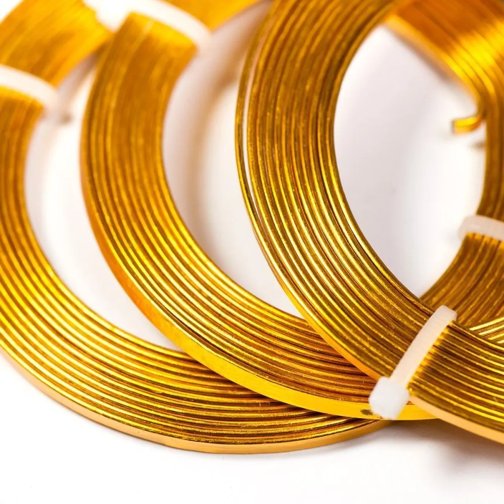 проволока алюминиевая, плоская, цвет золотой, 3х1 мм, 2 м