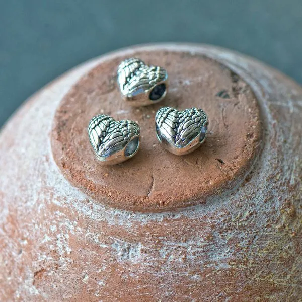 ес бусина металл "крылья ангела", цвет античное серебро, 11x11.5x7.5 мм