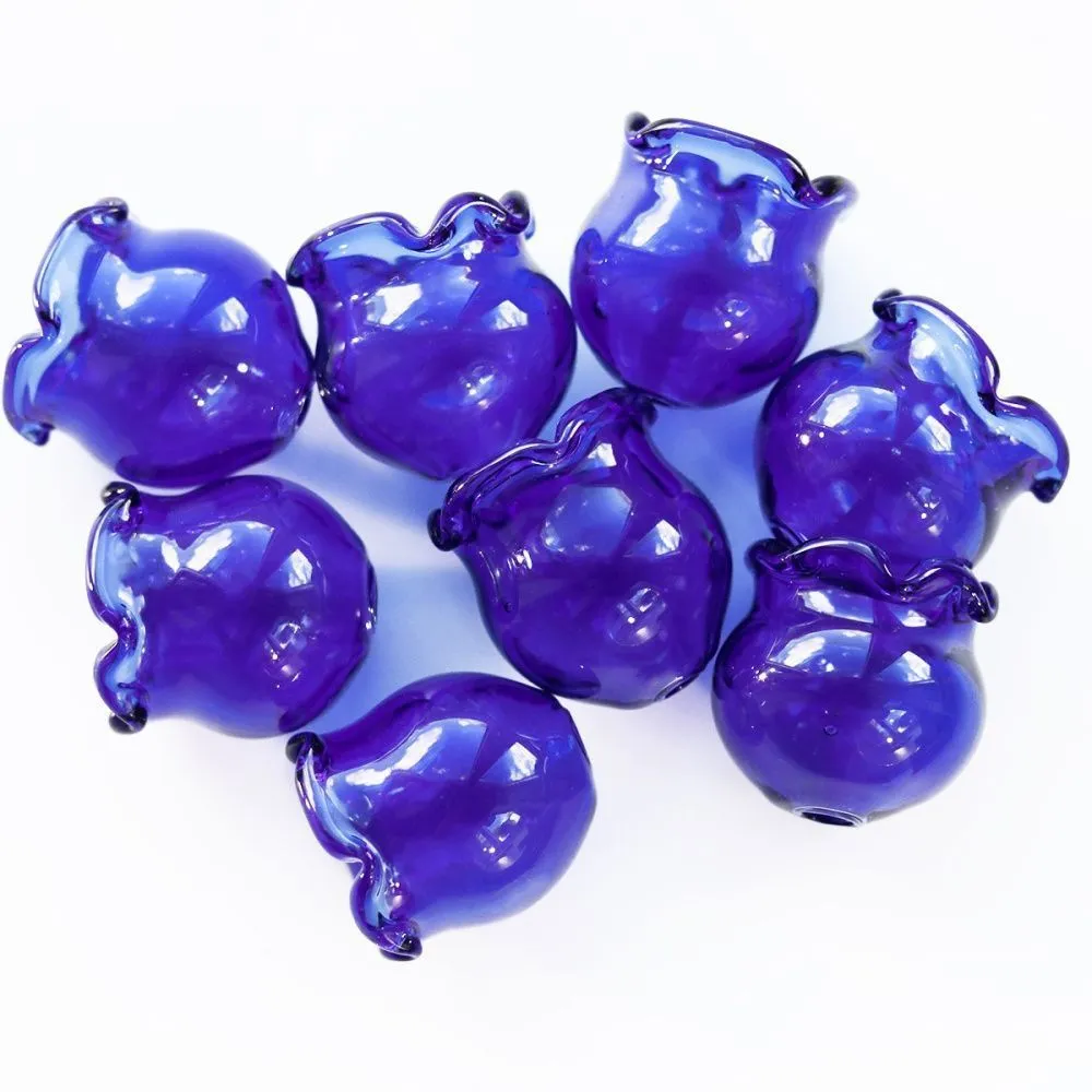 бусина, лэмпворк "колокольчик", синий, 16х15 мм