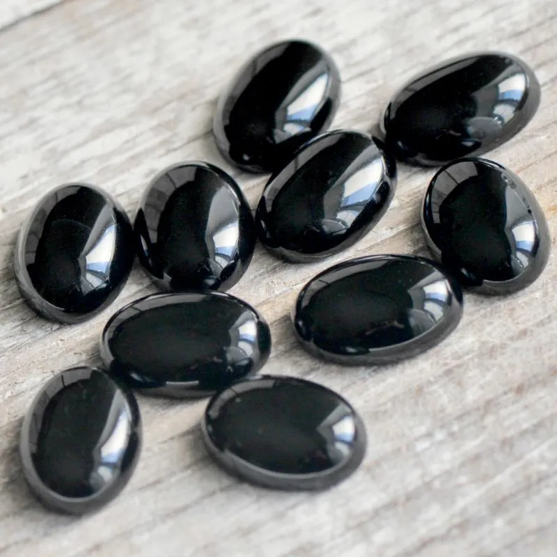 кабошон агат овальный, цвет черный, 18х13х6 мм