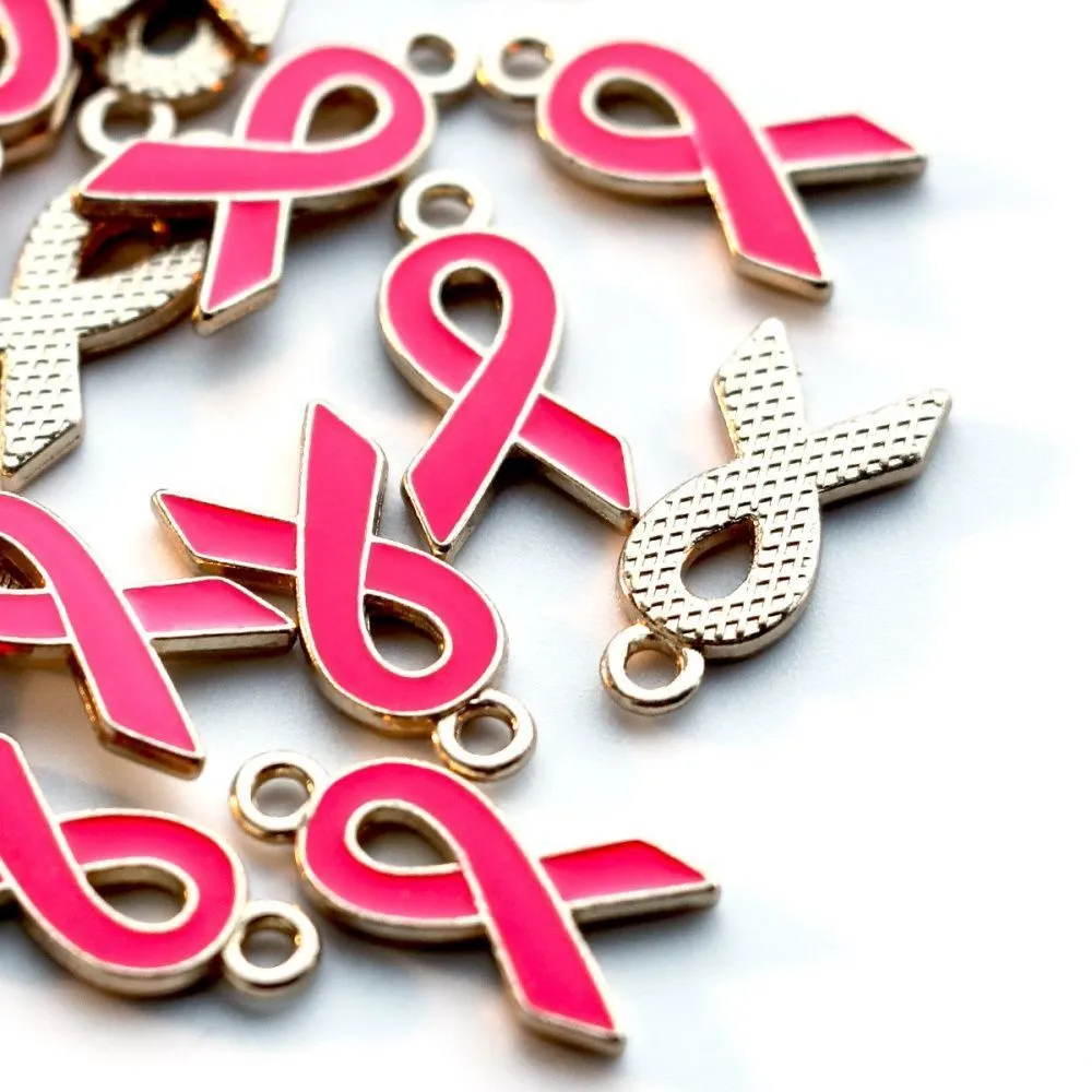 подвеска металлическая "ленточка", эмаль, цвет розовый яркий, 20x10x2 мм