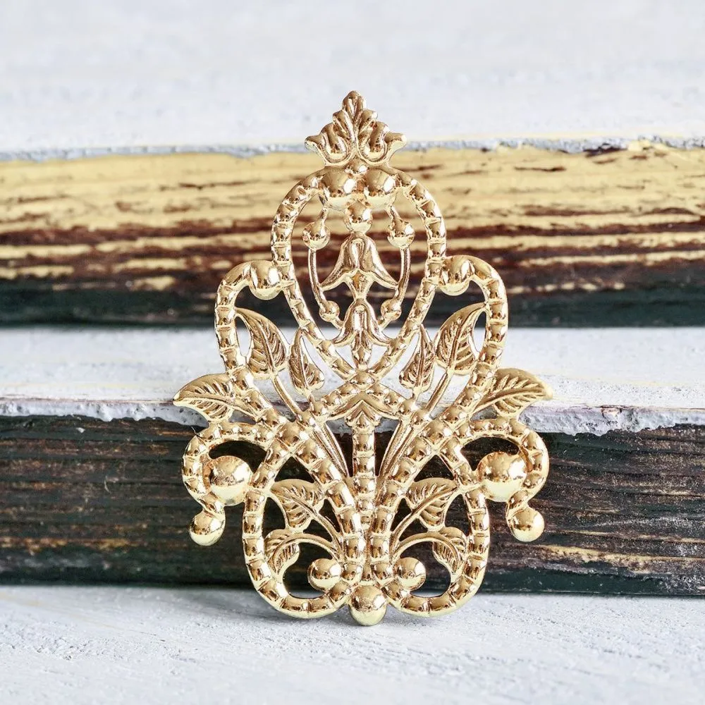 коннектор "филигрань прециоза", цвет золотой, 49x35x1мм 