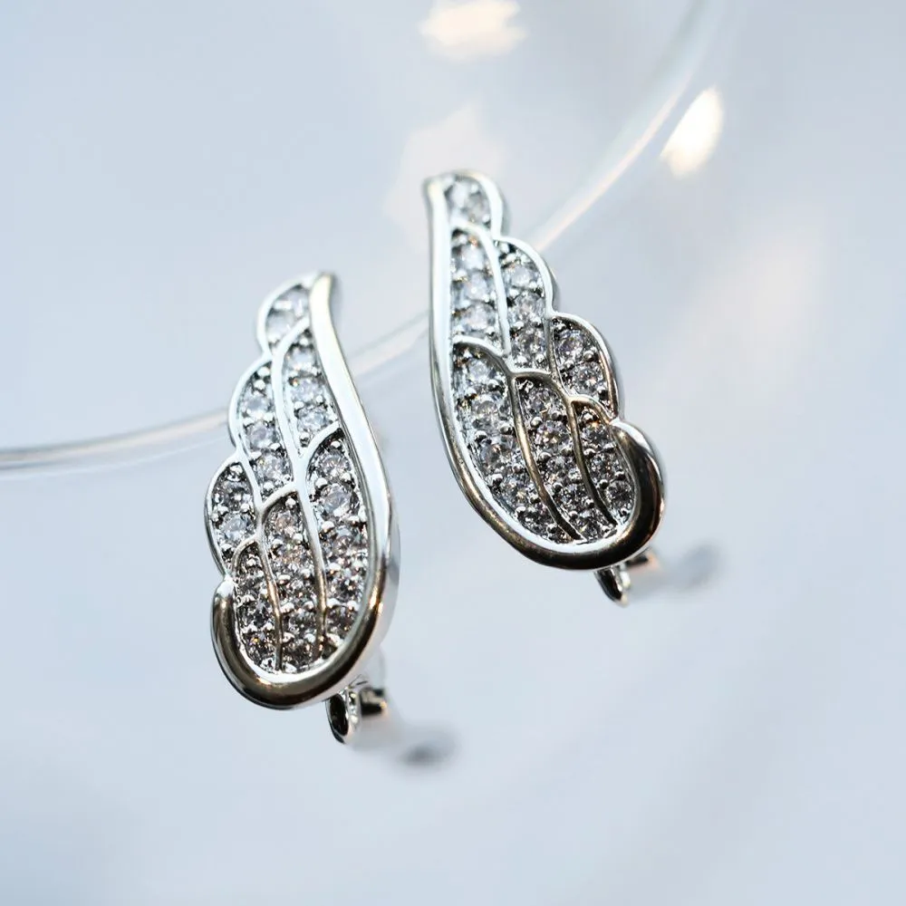 швензы "крыло ангела", с цирконием, покрытие платиной, 18x7x11 мм 