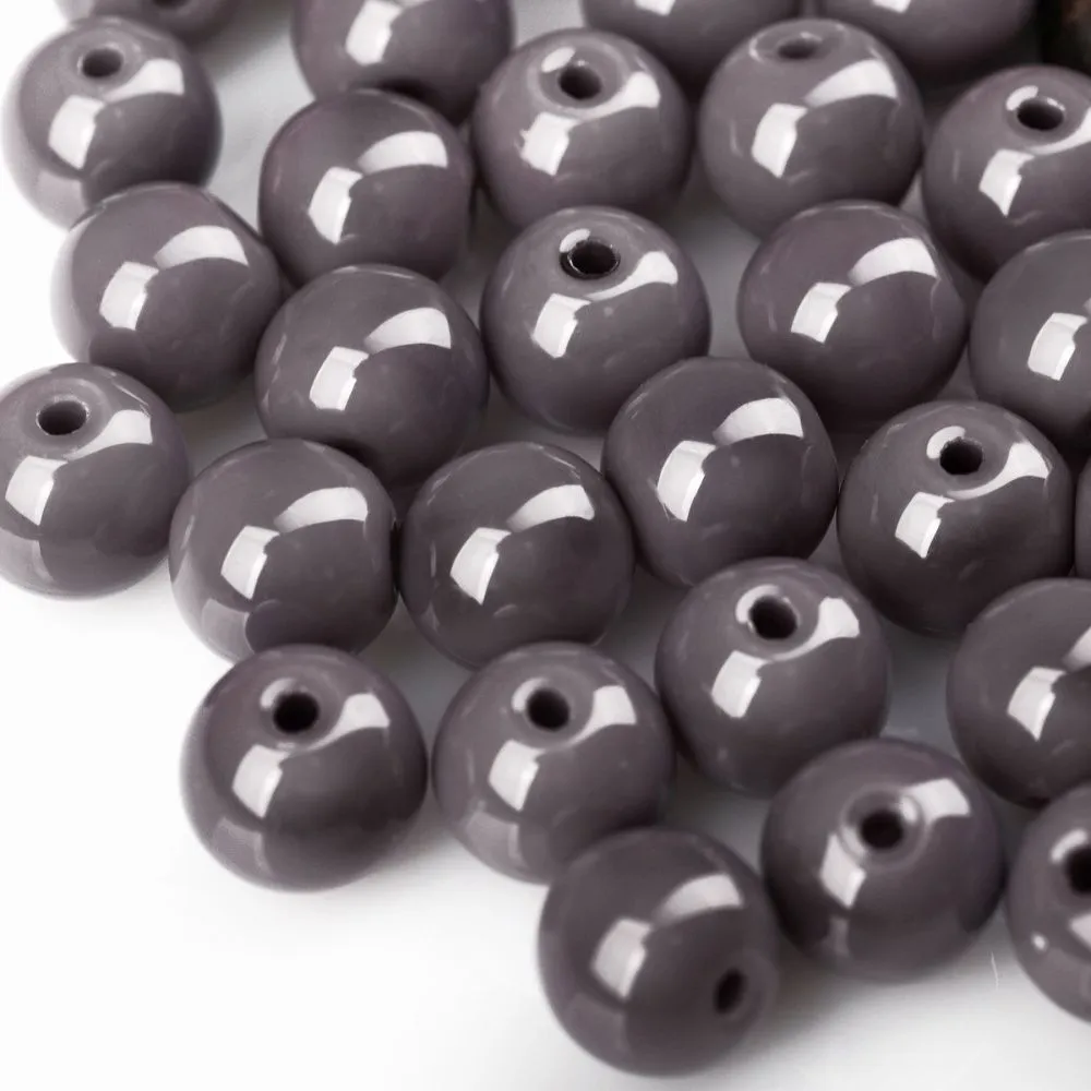 бусина, стекло 10, цвет сиреневый, 10 мм