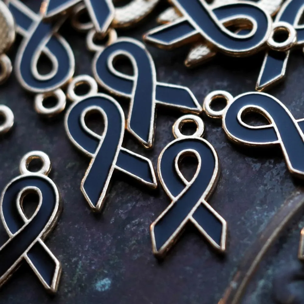 подвеска металлическая "ленточка", эмаль, цвет черный, 20x10x2 мм