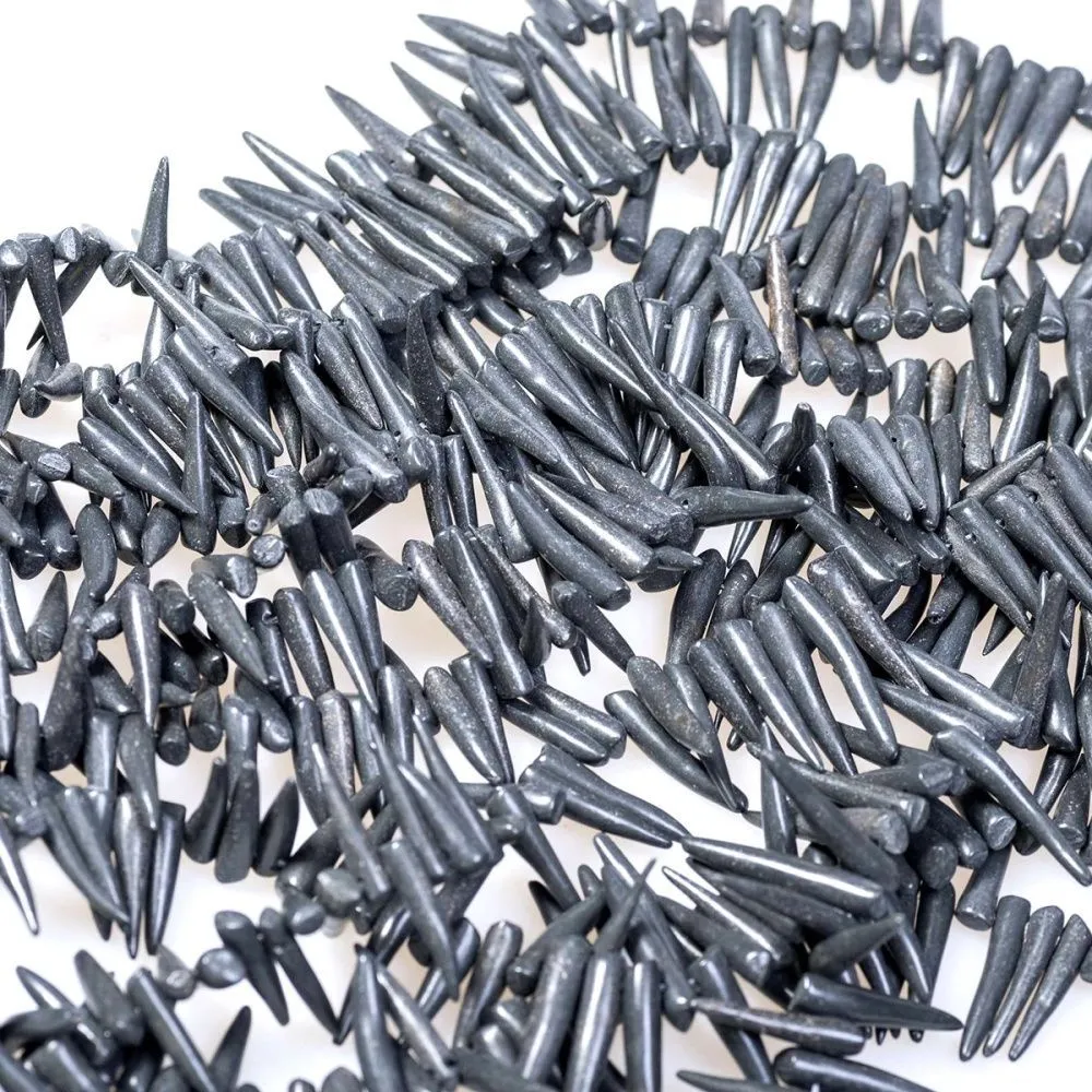 бусина бирюза синтетическая "клык", цвет черный, размерный микс