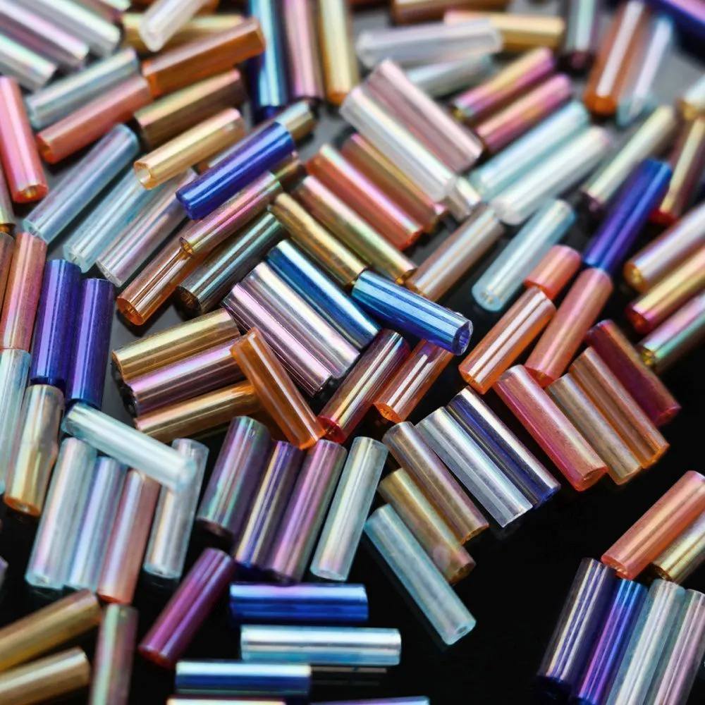 бисер "радуга", стеклярус, цветовой микс прозрачный ав (уп 7 г)