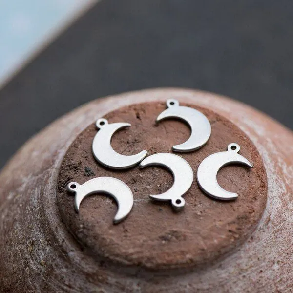 подвеска стальная "луна", цвет стальной, 16x12x1 мм