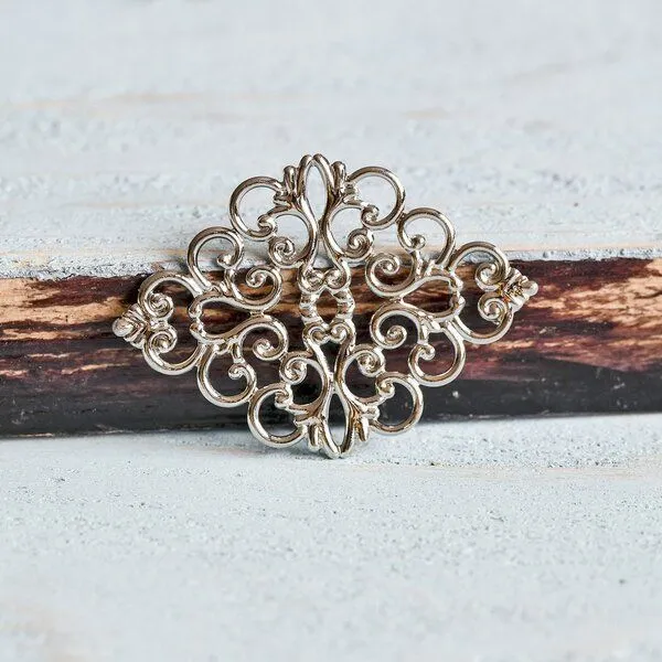 коннектор "филигрань ромб", цвет платина, 43x31x1 мм 