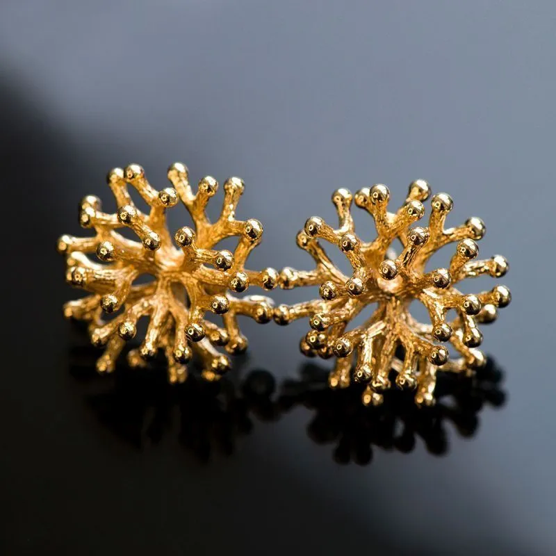 пуссеты "коралл", позолоченные, 20x20 мм