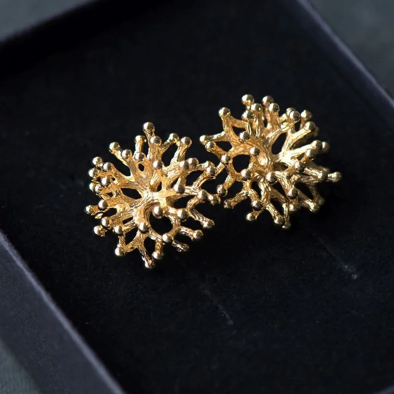 пуссеты "коралл", позолоченные, 20x20 мм