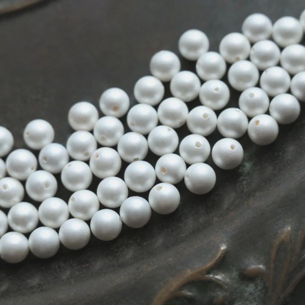 ракушечный жемчуг круглый, матовый, цвет молочный, 6 мм