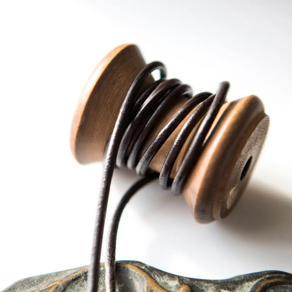 шнур кожаный, цвет коричневый темный, диаметр 3 мм