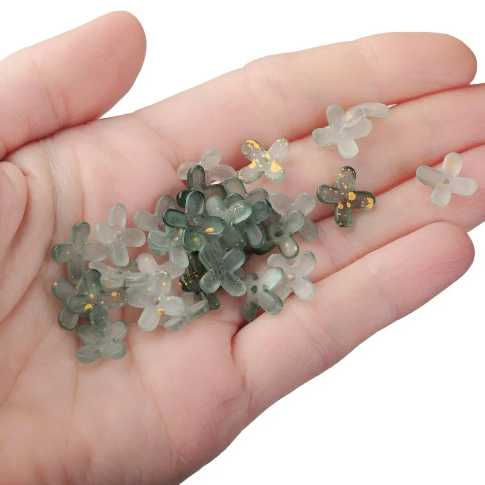 бусина, акрил "клематис", матовая, цвет полынный, 11.5x11.5x3 мм