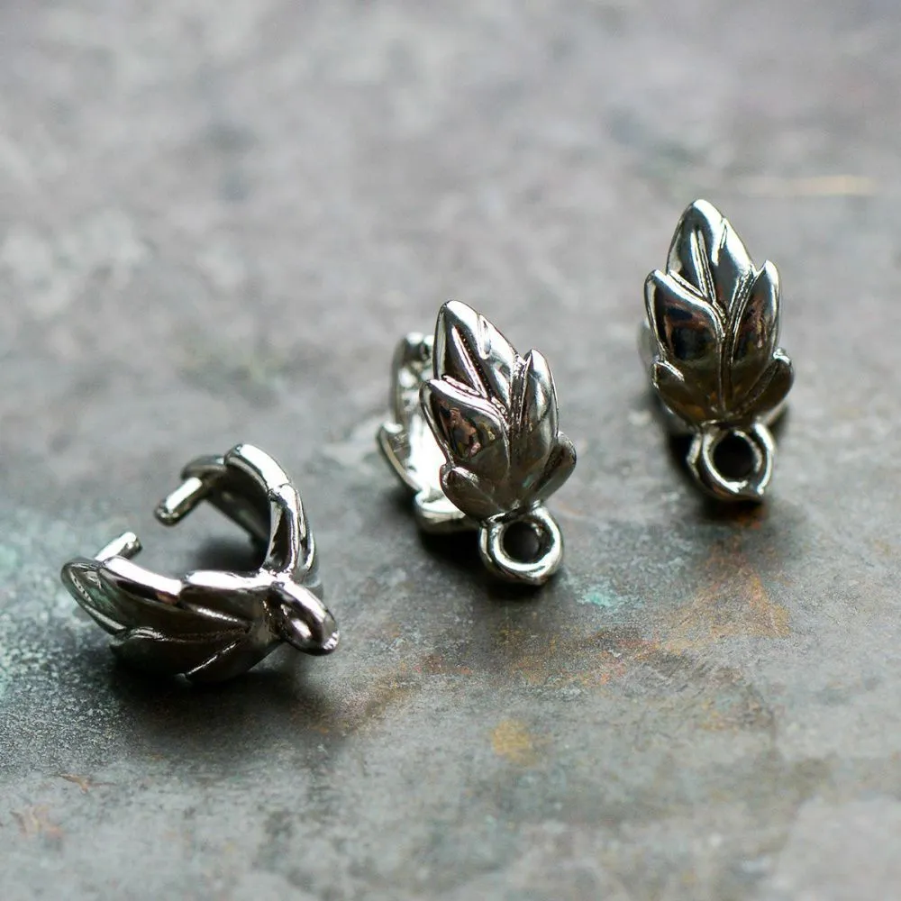 бейл "листок", цвет платина, 9x7x4.5 мм