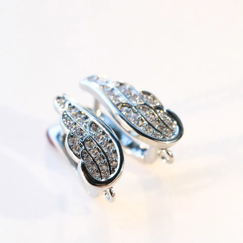 швензы "крыло ангела", с цирконием, покрытие платиной, 18x7x11 мм 